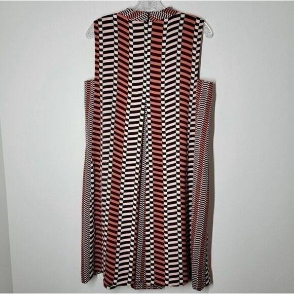 MARELLA Rina Pleated A-Line Geometric Print Dress Black Orange Medium - Picture 15 of 16